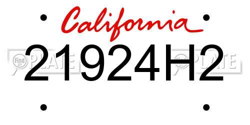 21924H2 California License Plate