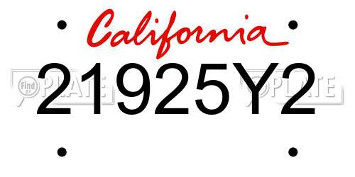 21925Y2 California License Plate
