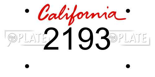 2193 California License Plate
