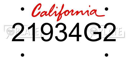 21934G2 California License Plate