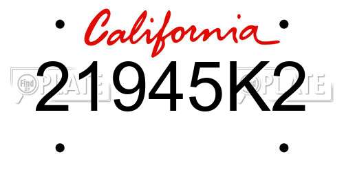 21945K2 California License Plate