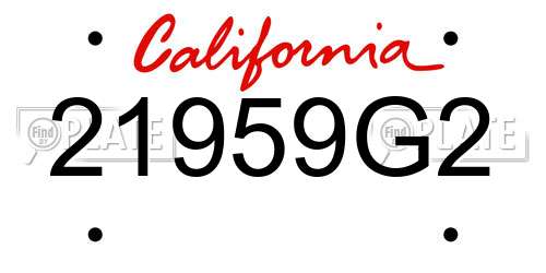 21959G2 California License Plate