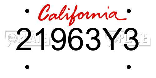 21963Y3 California License Plate