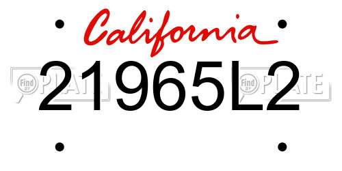21965L2 California License Plate