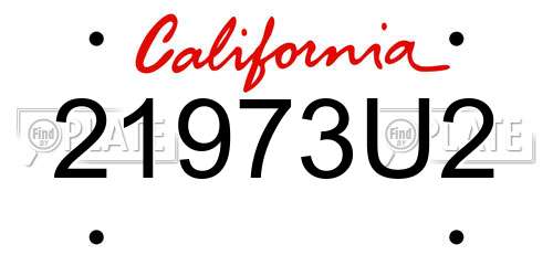 21973U2 California License Plate