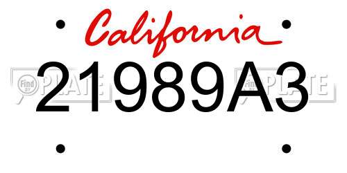 21989A3 California License Plate