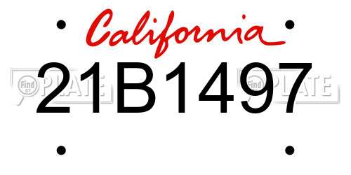21B1497 California License Plate