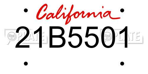21B5501 California License Plate
