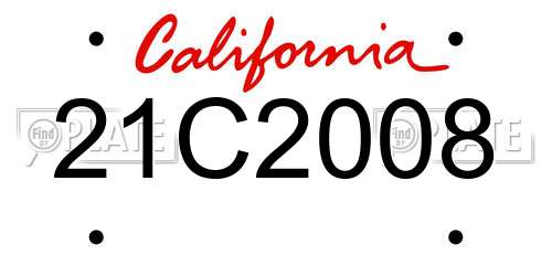 21C2008 California License Plate