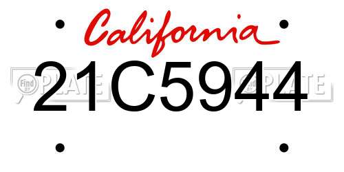 21C5944 California License Plate