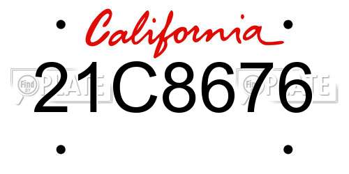 21C8676 California License Plate