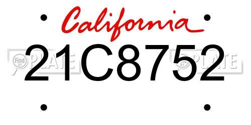 21C8752 California License Plate