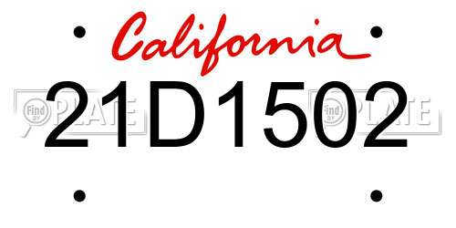 21D1502 California License Plate