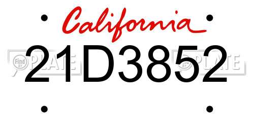 21D3852 California License Plate