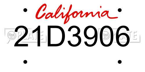 21D3906 California License Plate