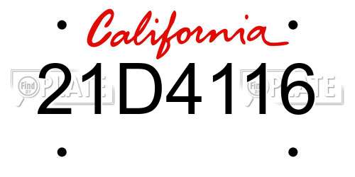 21D4116 California License Plate