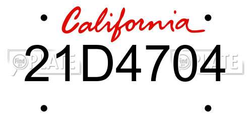21D4704 California License Plate