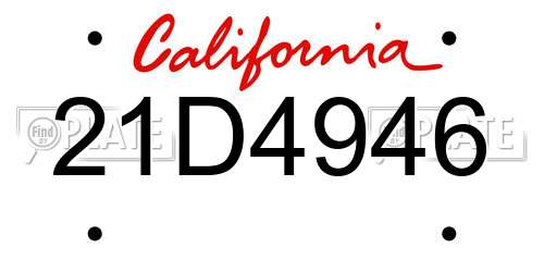 21D4946 California License Plate