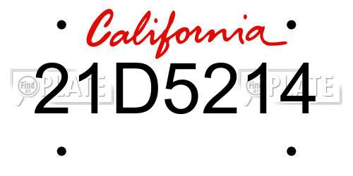 21D5214 California License Plate
