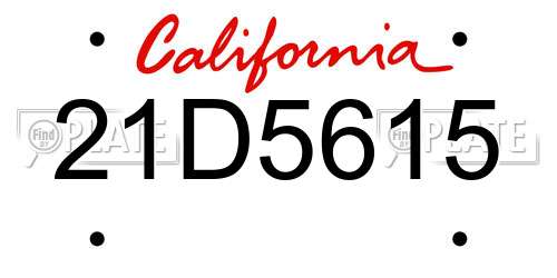 21D5615 California License Plate