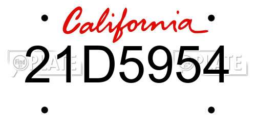 21D5954 California License Plate