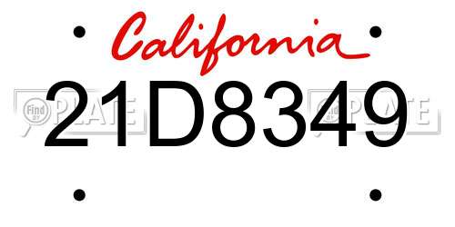 21D8349 California License Plate
