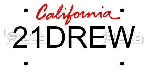 21DREW California License Plate