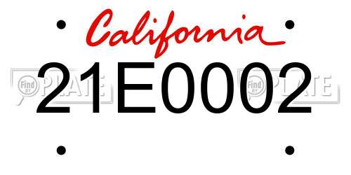 21E0002 California License Plate