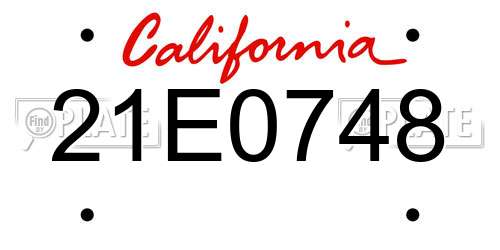 21E0748 California License Plate