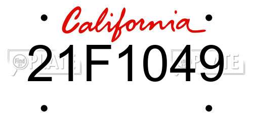 21F1049 California License Plate