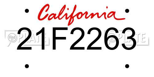21F2263 California License Plate