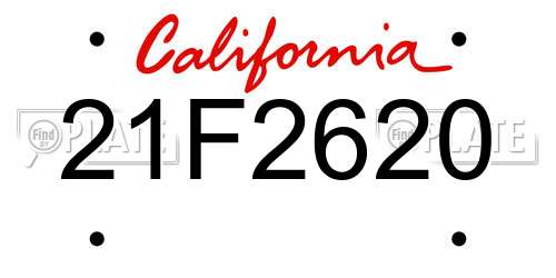 21F2620 California License Plate