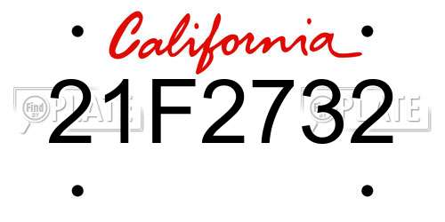 21F2732 California License Plate