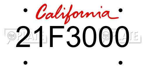 21F3000 California License Plate
