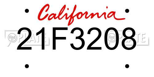 21F3208 California License Plate