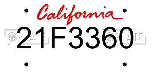 21F3360 California License Plate
