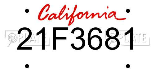 21F3681 California License Plate