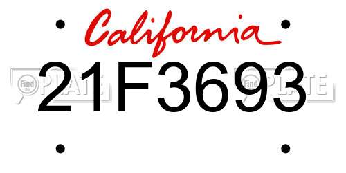 21F3693 California License Plate