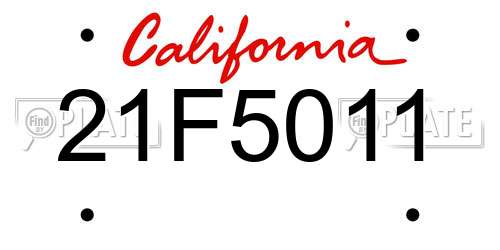 21F5011 California License Plate