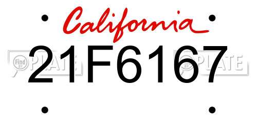 21F6167 California License Plate