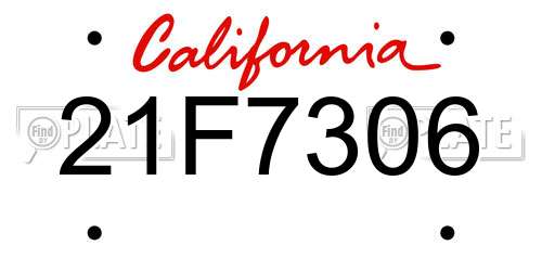 21F7306 California License Plate