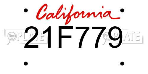 21F779 California License Plate