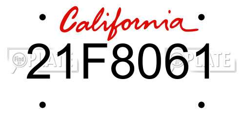 21F8061 California License Plate