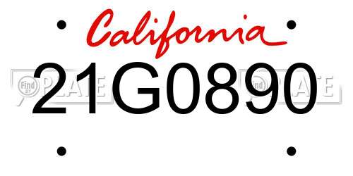 21G0890 California License Plate