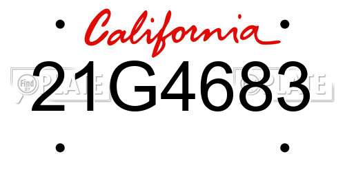 21G4683 California License Plate