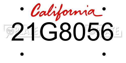 21G8056 California License Plate