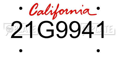 21G9941 California License Plate