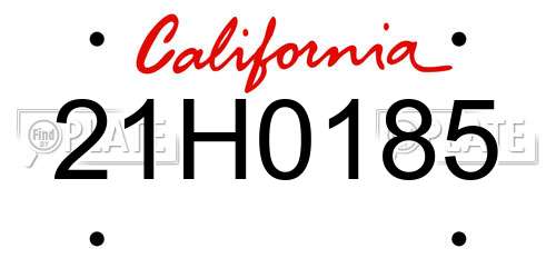 21H0185 California License Plate