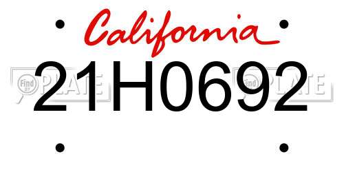 21H0692 California License Plate