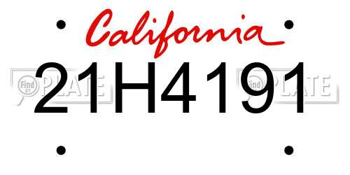 21H4191 California License Plate